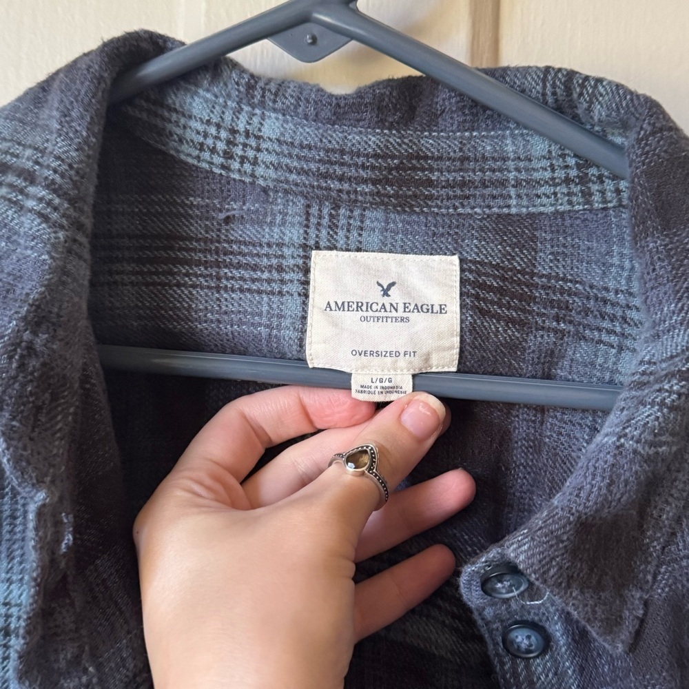 American Eagle Distressed Flannel with Flower Patches - Picture 5 of 9